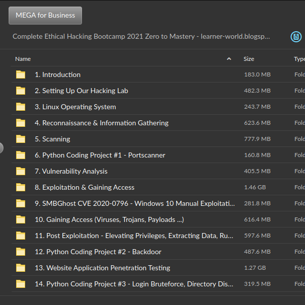 Ethical Hacking mega.nz link